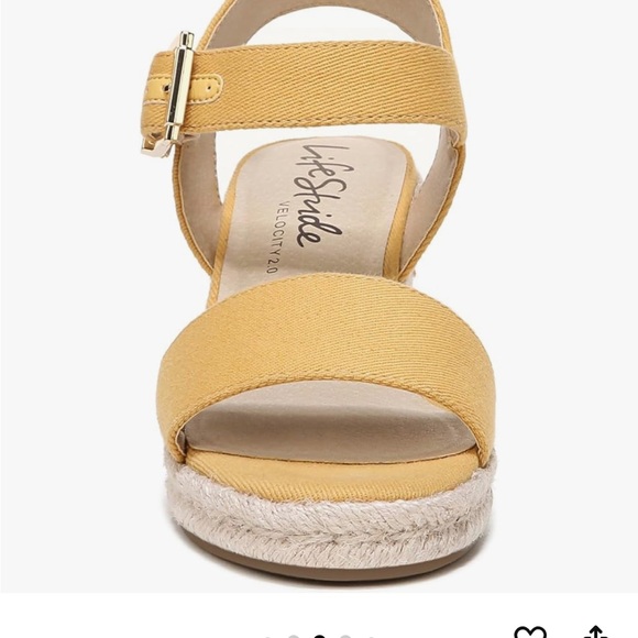 Life Stride Yellow and Cream Wedge Sandals with Espadrille Heel - Picture 10 of 15